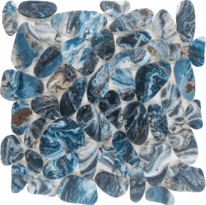 Reconstituted Stone Pebble Grey Blue Mix Matte - stone tile